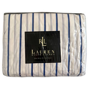 Ralph Lauren KING Jonquil Porcelain Blue Fitted Sheet Stripes Deep Sealed NWT